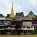Historic riverside shophouses in Chanthaboon Riverside Community, Chanthaburi
