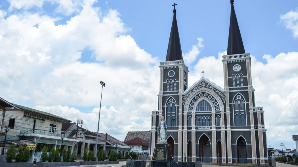 Exterior view of the Cathedral of the Immaculate Conception in Chanthaburi